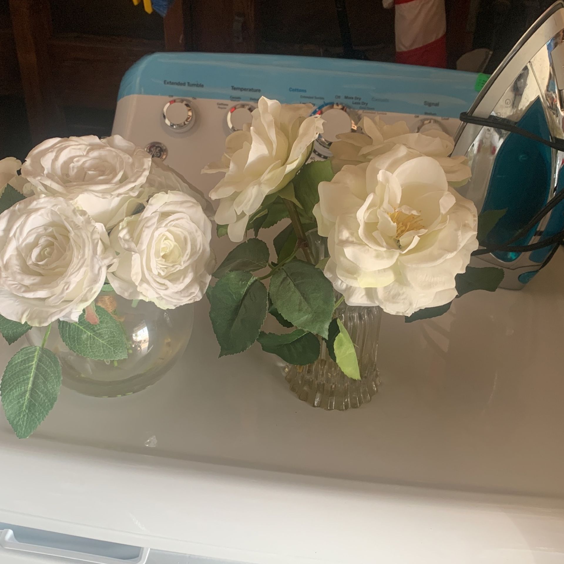 Artificial white roses
