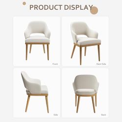 Wooden Dining Chairs Set of 2, Modern Fabric Upholstered Dining Room Chair, Kitchen Side Chairs, Farmhouse Dinner Chair with Open Back for Kitchen, Be