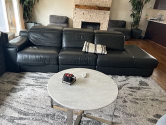 Living Spaces Hana Leather Reclining Sectional