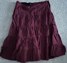 Beautiful Burgundy Maroon Tiered Boho Ruffle Midi Maxi Skirt - Cottagecore Style
