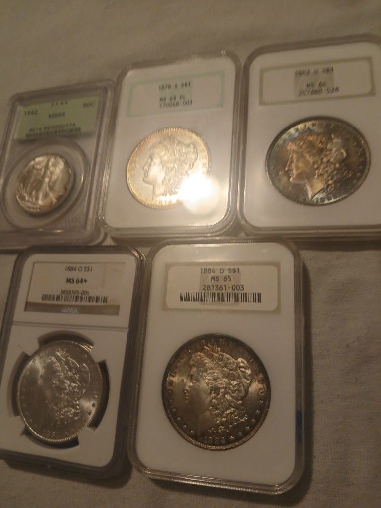 Morgan Silver Dollar. Ms63 Pl Ms64 Nice Toning Color Ms64+ Ms65 And Ms65 Ms64 Liberty Quarter