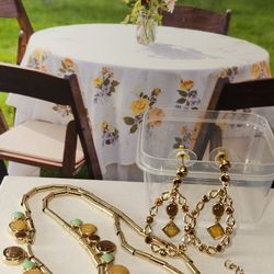 #1773, GORGEOUS NATURAL MOONSTONES VINTAGE SET, NECKLACES & EARRINGS
