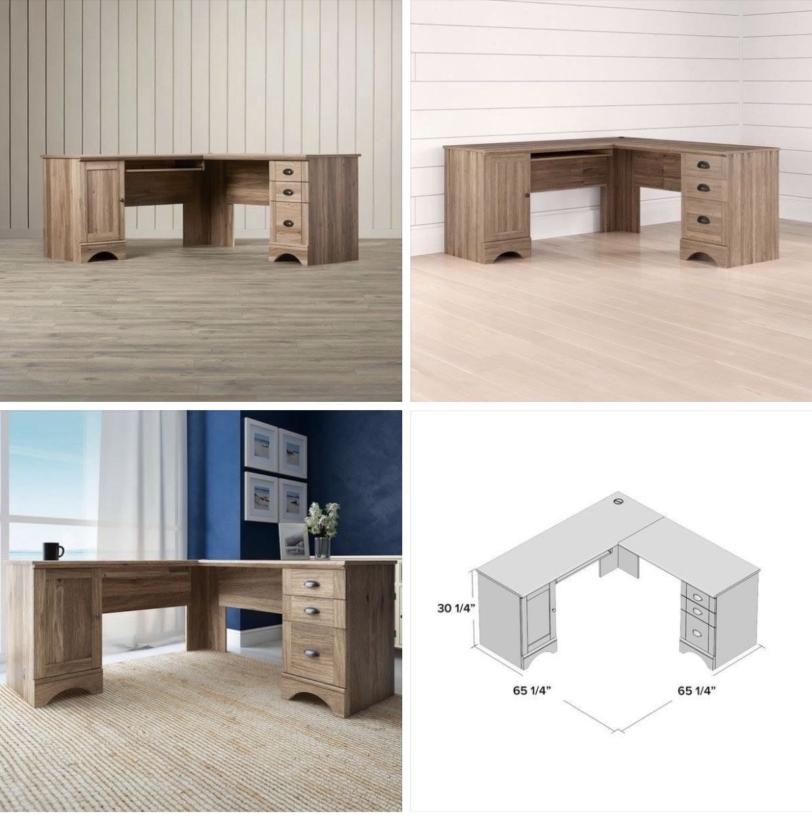 Solid Wood L-shaped Desk
