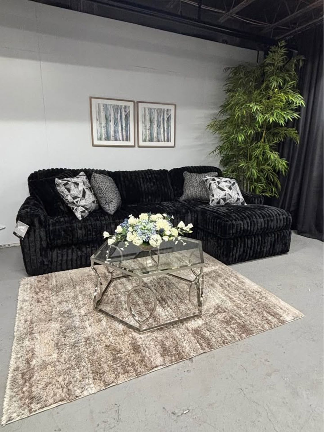 BRAND NEW! Black Corded Fabric Sectional from Ashley Furniture. DELIVERY AVAILABLE!