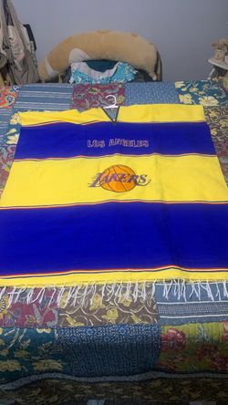 Nice big lakers poncho made in Mexico embroidered