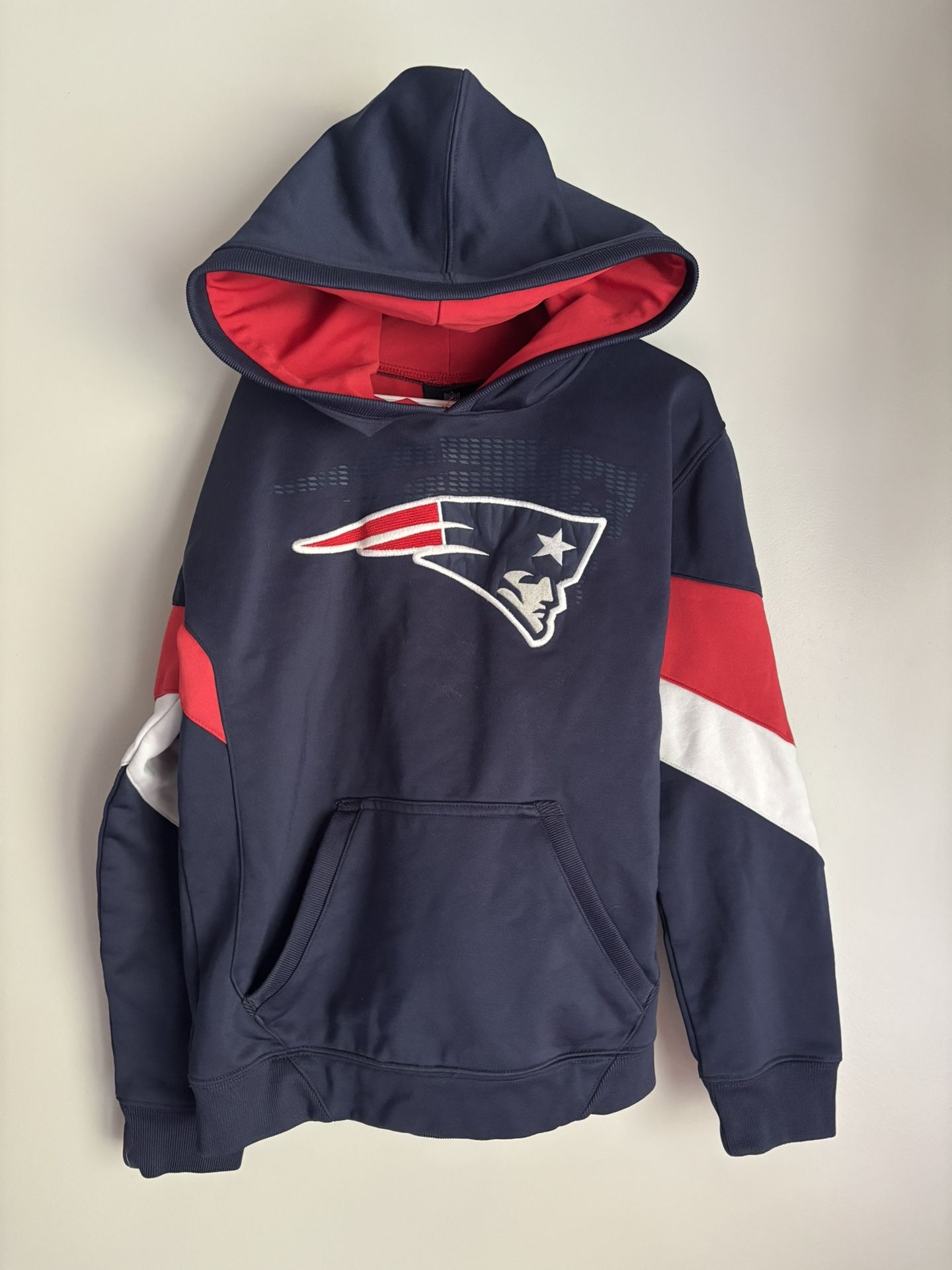 Youth New England Patriots Hoodie Size Medium 10/12 Blue Pullover Long Sleeve