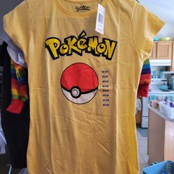 New Pokemon Tee yellow with tag Women Size M