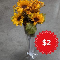 Artificial Satin Sunflower Spray, 22-Inch, 12-count