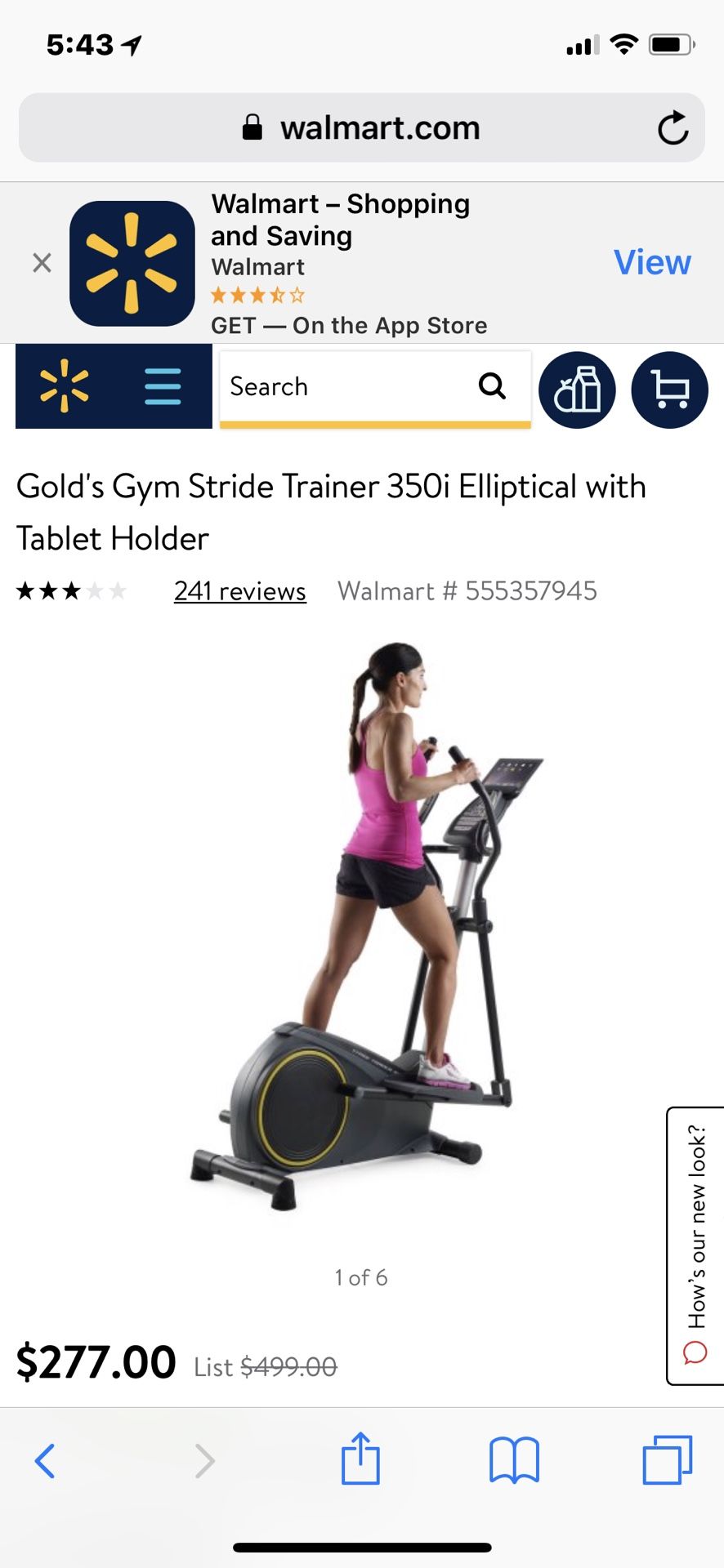 Gold's gym stride trainer 350i elliptical reviews hot sale