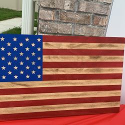 Wooden Rustic American Flag 