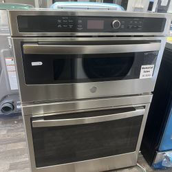 30” Wide Double Electric Wall Oven W/ Built In Microwave Top By GE At 53% Off MSRP!