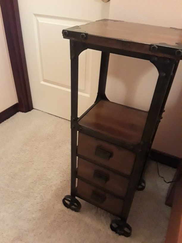 Cute Industrial Side Table With Drawers