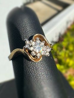 Jewelry Antique 14k solid yellow gold natural diamond 0.30CTW flower shape ring sz 6.00