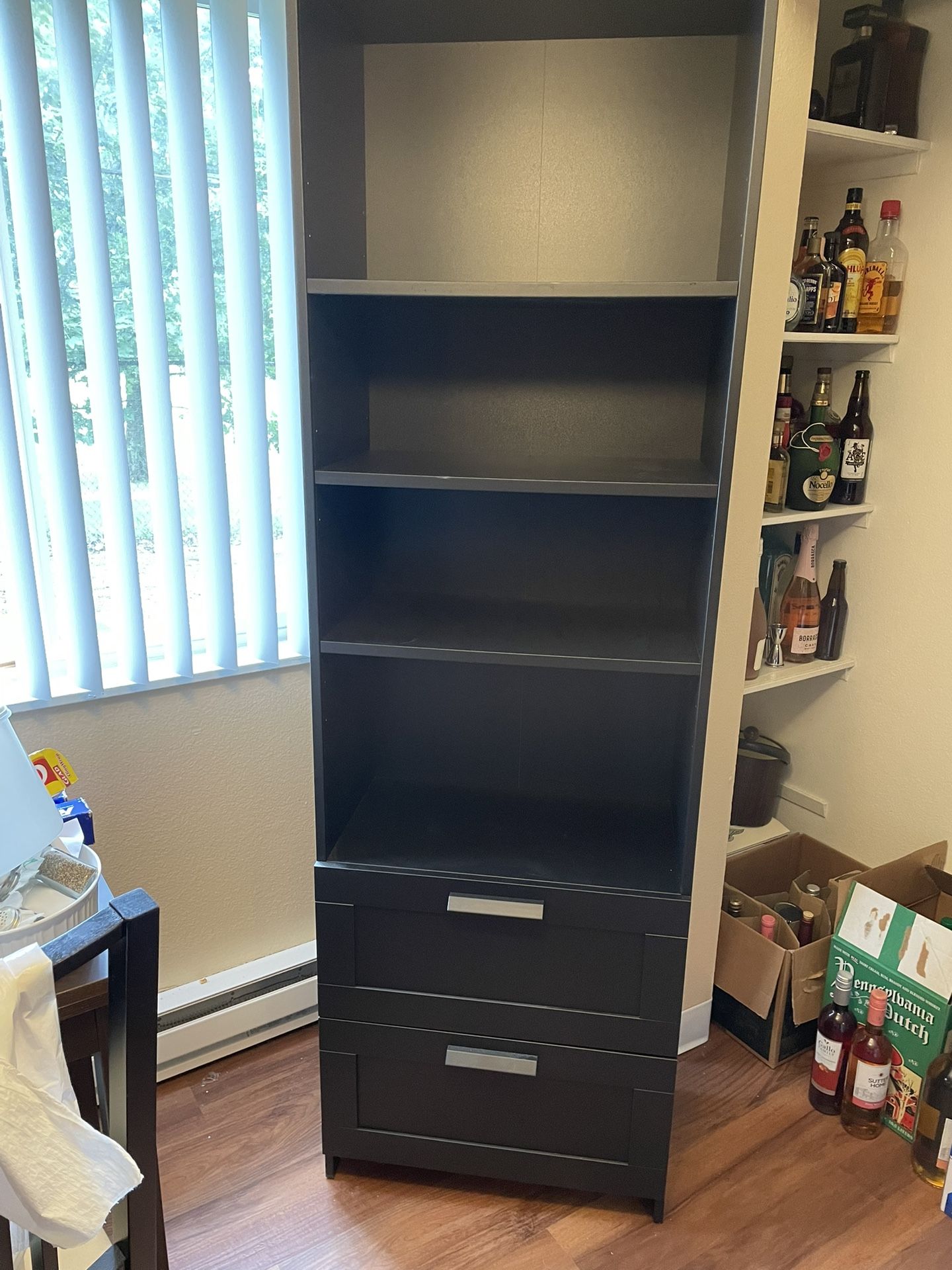 Tall Bookcase With 2 Drawers