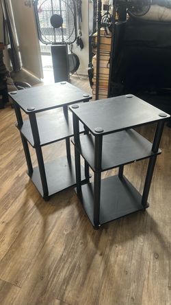 Black 3-Tier End Tables Set of 2