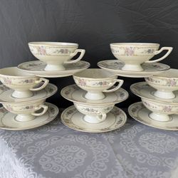 Johann Haviland: “Primrose”, Coffee Cups/Saucers, set 8, Bavaria, Germany, Vintage, (replacement)