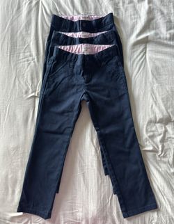 Navy Blue And Beige Uniform Pants.