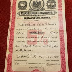 Bales De La Deuda Agraria Mexicana $150 