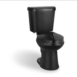 12 in Dual Flush Elongated Toilet in Black