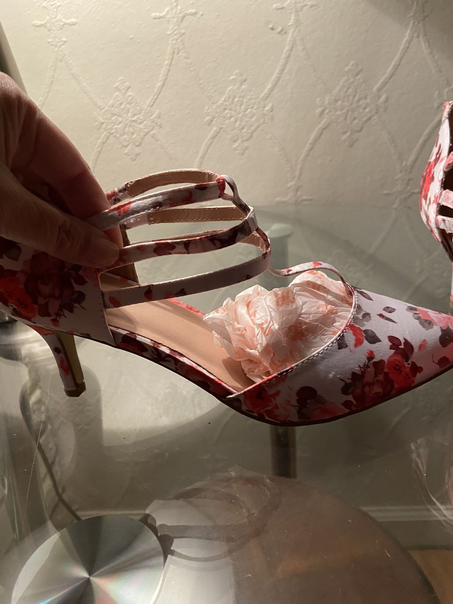 J G Hook Kitten Floral Heels