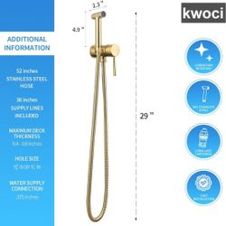 Gold Finish Concealed Hot and Cold Bidet Spray Set
