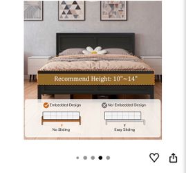 Queen Size Platform Bed Frame with Wooden Headboard and Footboard,