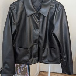 uniqlo black faux leather short jacket