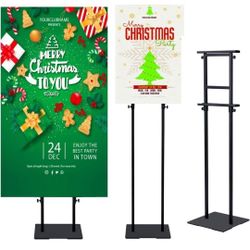 Floor Poster Stand,Heavy Duty Display Poster Sign Holder&with Non-Slip Mat Base Adjustable Height Up to 75 inches for Board & Foam (1-Pack)