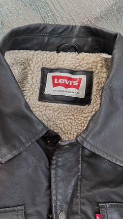 New Levi's Large Faux Leather Sherpa-Lined Jacket