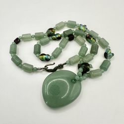 Green Aventurine Beaded Pendant Necklace 