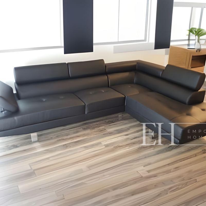 Black Faux Leather Sofa Sectional 🔥buy Now Pay Later 