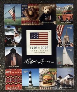 Stamps 2026USA Forever American Icons Ralph Lauren - Block of 13 Stamps Trimmed Sheet