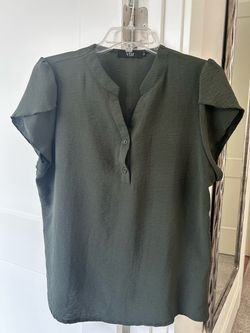 VDJ Olive Green Flutter Sleeve Blouse Lg.