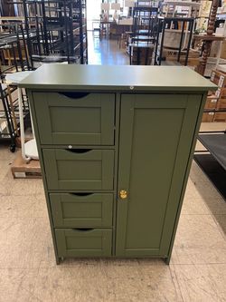VASAGLE Floor Storage Cabinet Farmhouse w/ 4 Drawers & 1 Door - Green