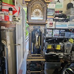 Black Lacquer Grandfather Clock 7.8'x7.5"x12"