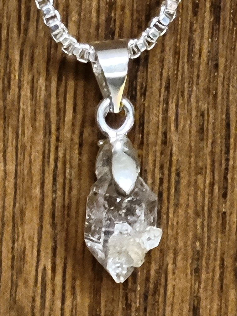 2.98ctw Natural Herkimer Diamond Crystal Pendant AAAA QUALITY[925 Sterling SILVER BAIL]  