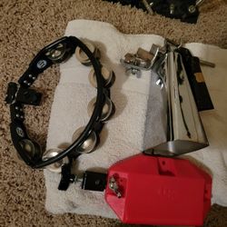LP Brand Tambourine, Cowbell, Woodblock