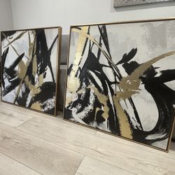 Elevate Your Space with Bold Elegance – Abstract Art Set (32”x32”)