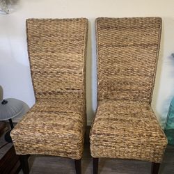 Two Rattan Chairs With Matching Lampshade