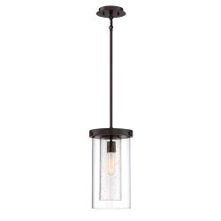 pair of Home Decorators Collection 40-Watt 1-Light Royal Bronze Mini-Pendant with Clear Glass Dual Shade
