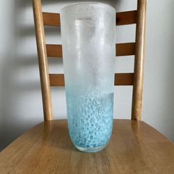 Ocean Blue Tall Frosted Vase