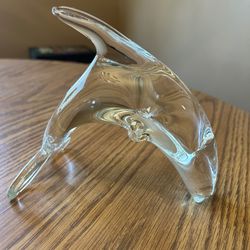 Art glass dolphin - beach coastal decor - 6" long