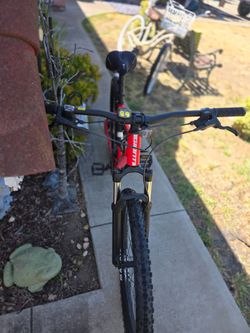 Giant- red mountain bike