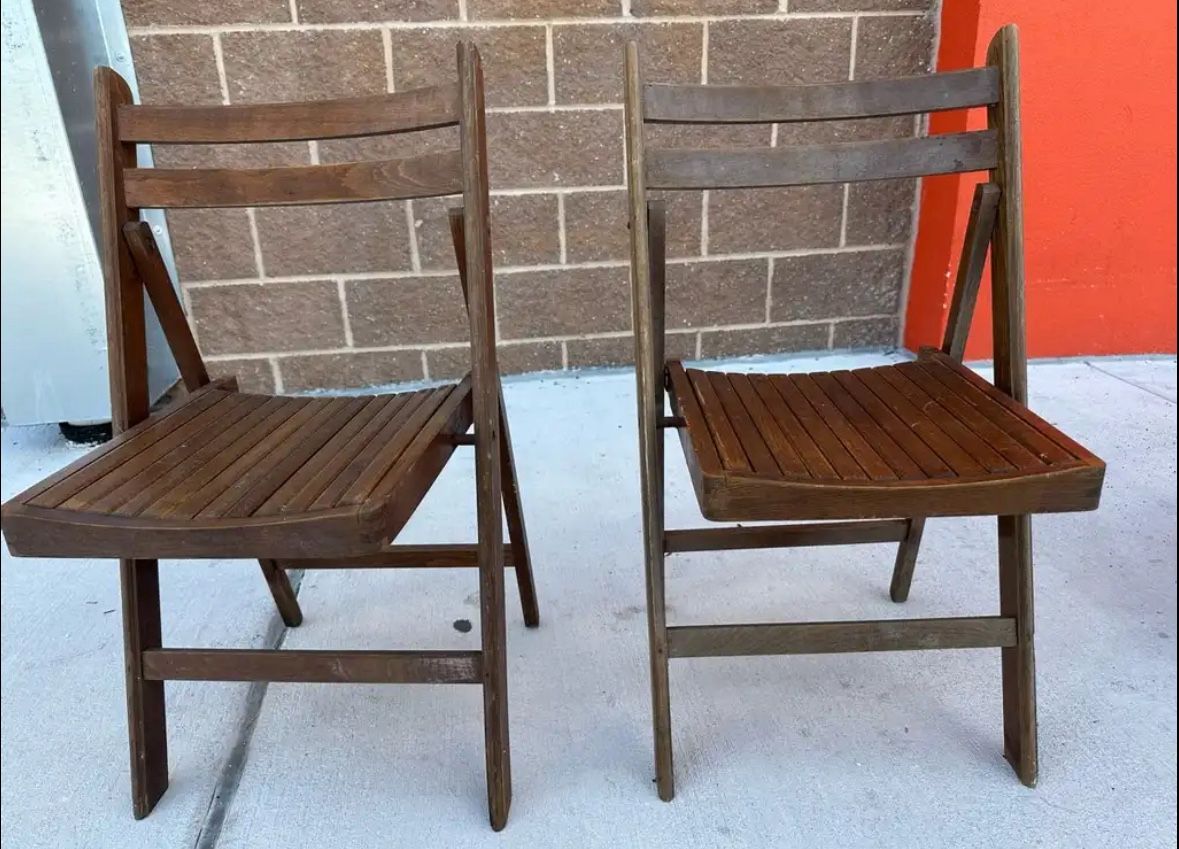 Antique Oak Folding Chairs