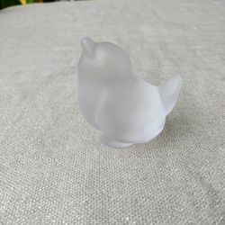 Frosted Satin Glass Bird Paperweight Figurine