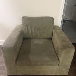 Suede Chair With Ottoman 