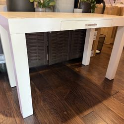 Pottery Barn white parsons desk 