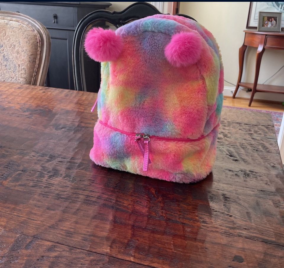 Claire’s Brand Backpack Girls Pink, Inside Pocket and Extra Zipped Pocket Outside, 10” Wide x 12” High X 6” Deep