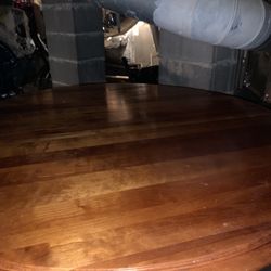 Solid Oak Table With Rod Iron Legs 