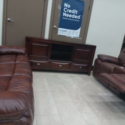 *Weekly Feature*---Santiago Sleek Brown Leather Reclining Sofa/Loveseat Sets---Delivery And Easy Financing Available💪